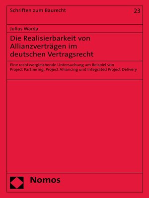 cover image of Die Realisierbarkeit von Allianzverträgen im deutschen Vertragsrecht